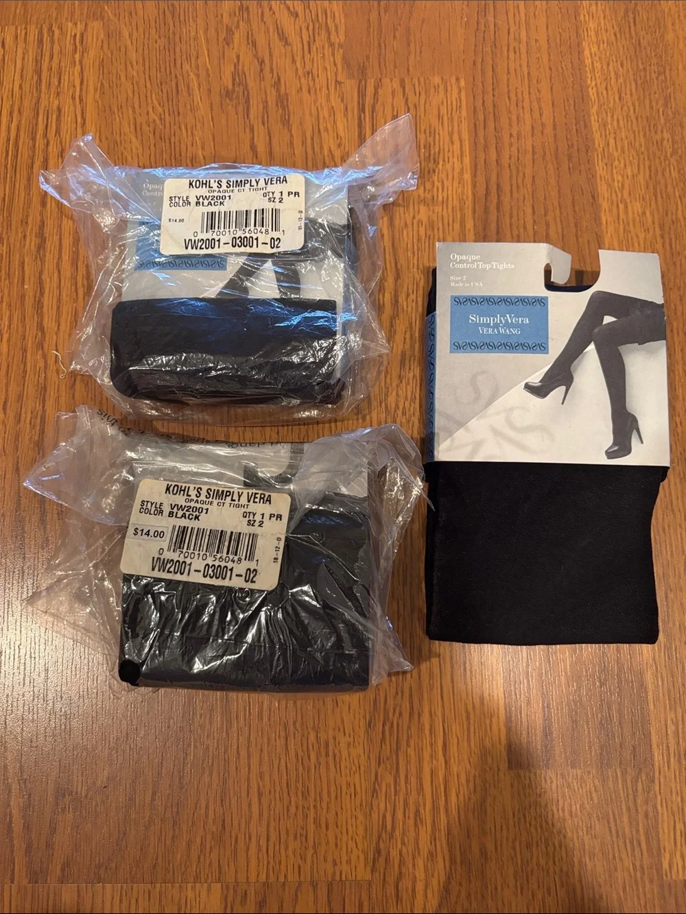 Simply Vera Vera Wang Black Opaque Control Top Tights Size 2. Set of 3. NWT